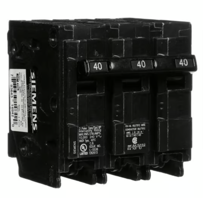 Siemens Interruptor Automático 3 Polos Q340, 240V, 40A, Entrada 240V