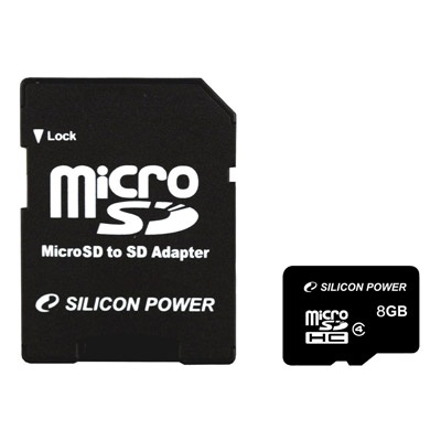 Memoria Flash Silicon Power, 8GB microSDHC, con Adaptador