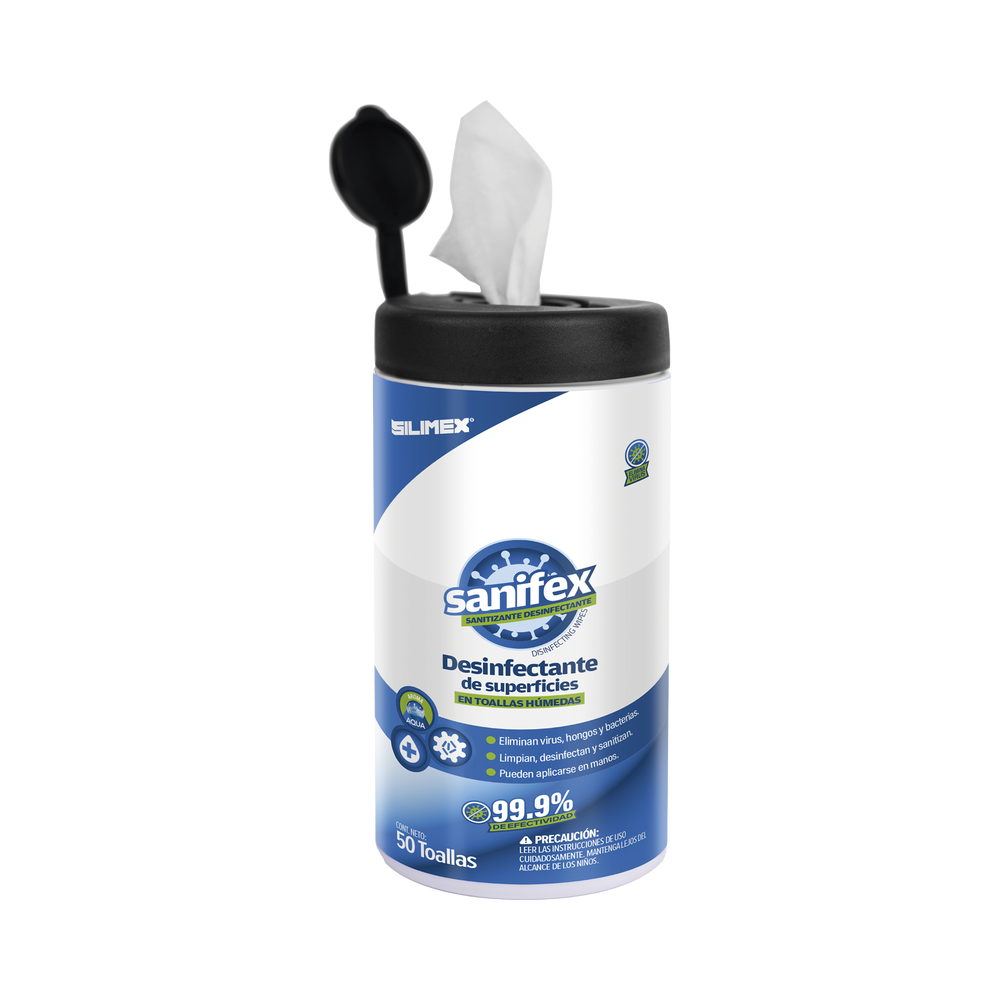 Silimex Toallas Húmedas Desinfectantes Sanifex, 50 Piezas