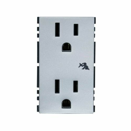 Simon Tomacorriente 25424-33, 2 Enchufes, 127 - 220V, 15A, Aluminio