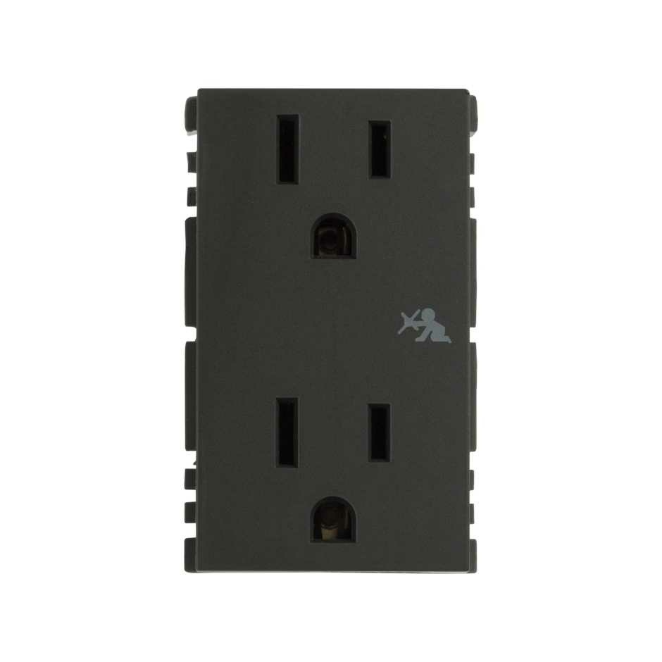 Simon Tomacorriente 25424-38, 2 Enchufes, 127V, 15A, Grafito