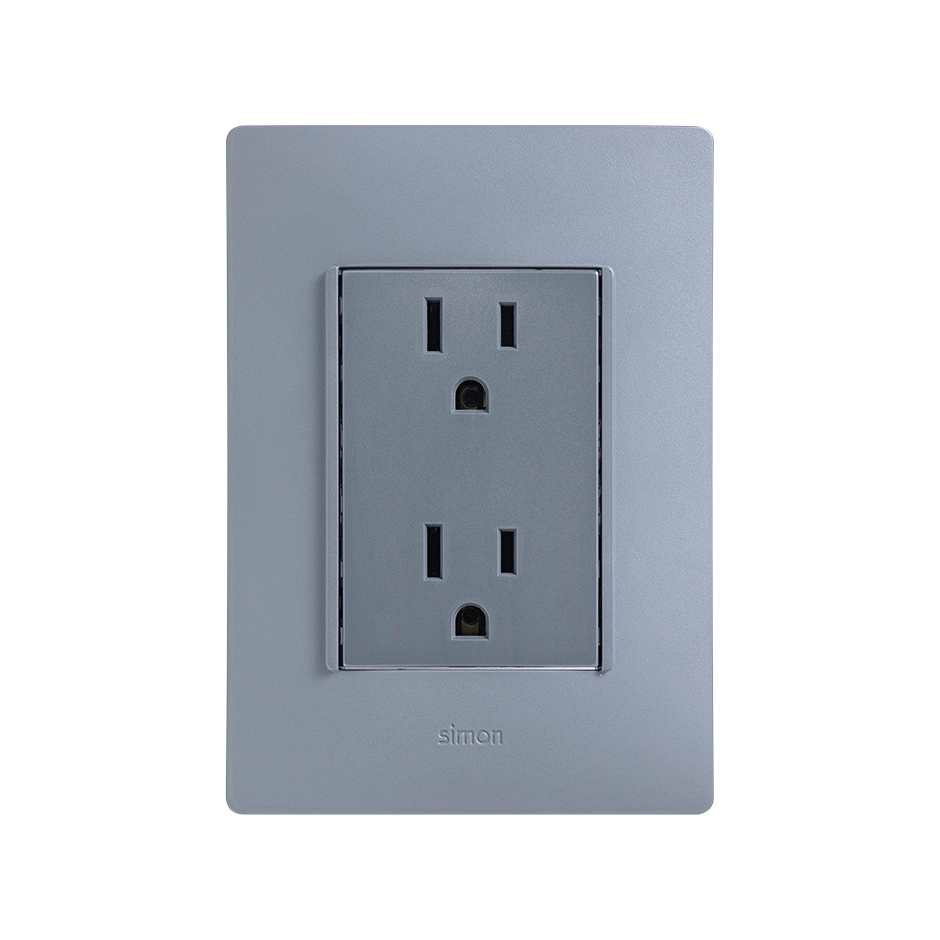 Simon Tomacorriente 2600424-068,  2 Enchufes, 127V, 16A, Grafito