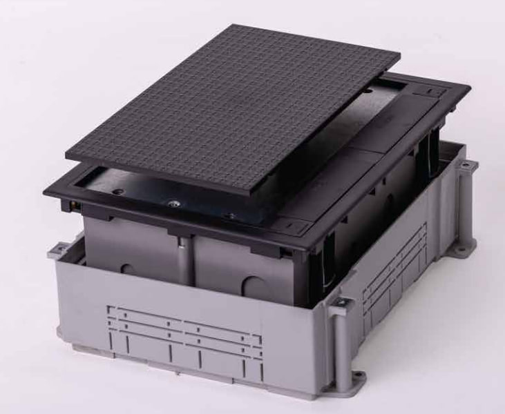 Simon Caja de Suelo SF670/14CY, 6 Módulos, Gris/Negro