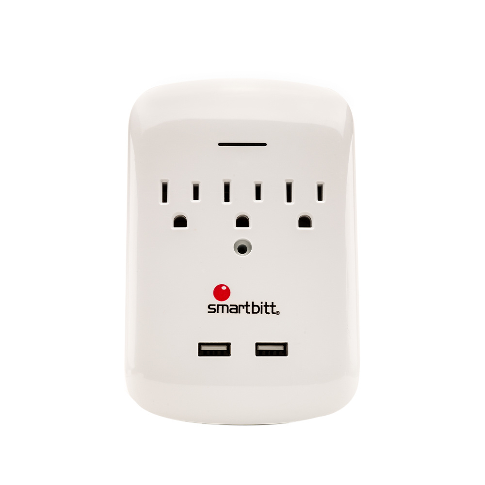 Smartbitt Supresor de Picos SBSS425J-3, 3 Salidas, 2 Puertos USB, 425 Joules