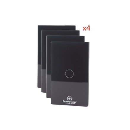 SmartHome by Epcom Interruptor de Luz Inteligente SH411W4K, 1 Botones, Wi-Fi, Negro