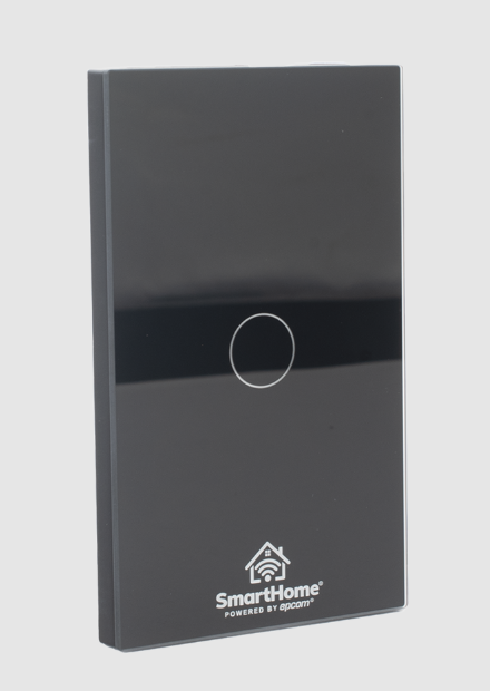 SmartHome by Epcom Interruptor de Luz Inteligente SHS411W, 1 Botones + 1 Enchufe, Wi-Fi, Negro