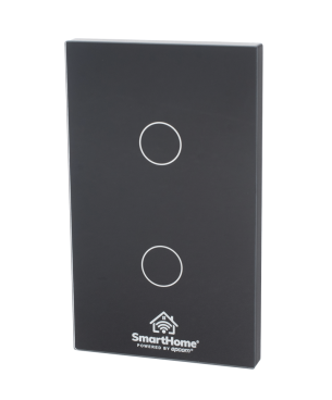 SmartHome by Epcom Interruptor de Luz Inteligente SHS412W, 2 Botones, Wi-Fi, Negro