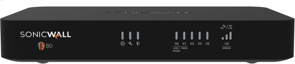 Firewall SonicWall TZ80, Alámbrico, 5 x RJ-45, 1 x SFP, 750 Mbit/s