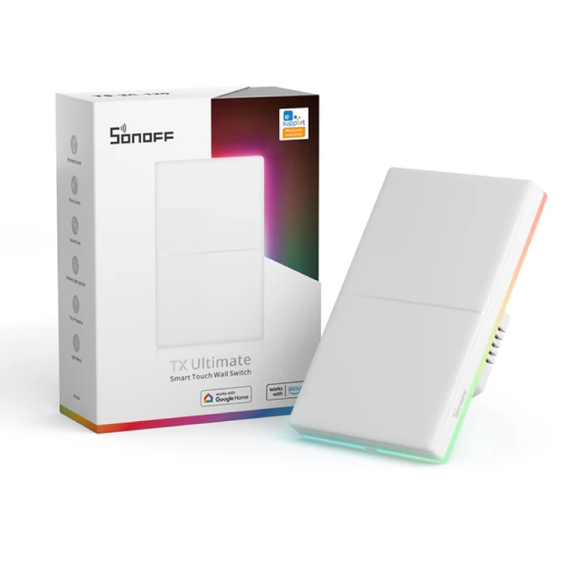 Sonoff Interruptor de Luz Inteligente T5-2C-120, 2 Canales, Wi-Fi, Blanco