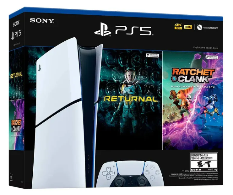 Sony PlayStation 5 Slim Digital Ratchet Clank Rift Apart/Returnal 1TB, Wi-Fi, Negro/Blanco