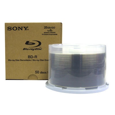 Sony Discos Virgenes para Blu Ray, BD-R, 6x, 50 Discos (50BNR25AP6-50)