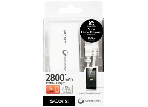 Cargador Portátil Sony CP-V3/W, 2800mAh, Blanco