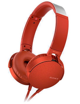 Sony Audífonos con Microfono Extra Bass XB550AP, Alámbrico, 1.2 Metros, Rojo