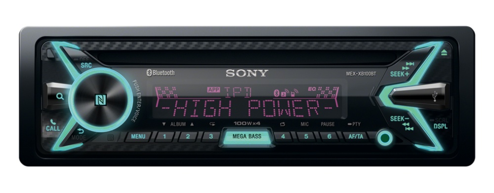Sony Autoestéreo MEX-XB100BT, Bluetooth, 4x 100W, CD/MP3, AM/FM, USB, Negro