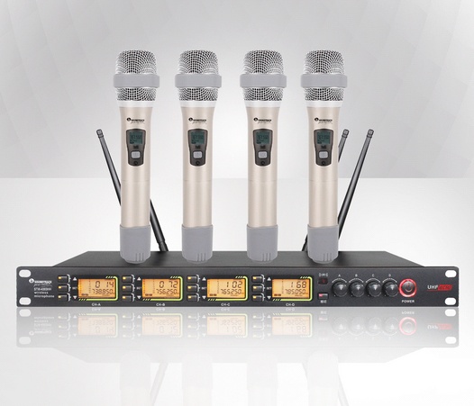 Soundtrack Micrófonos STW-4000HH, Inalámbricos, Plata - 4 Piezas