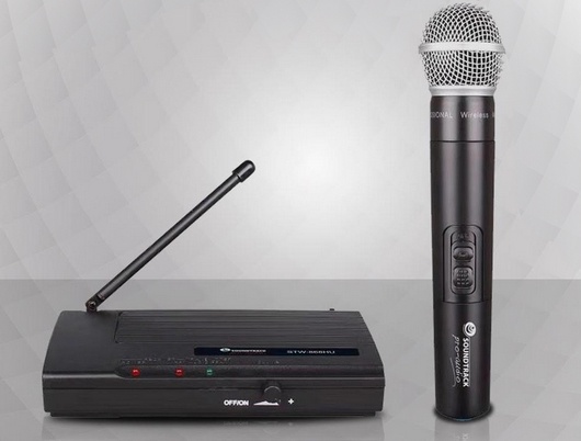 Soundtrack Micrófono Profesional STW-868, Inalámbrico, 12 - 18V, Negro