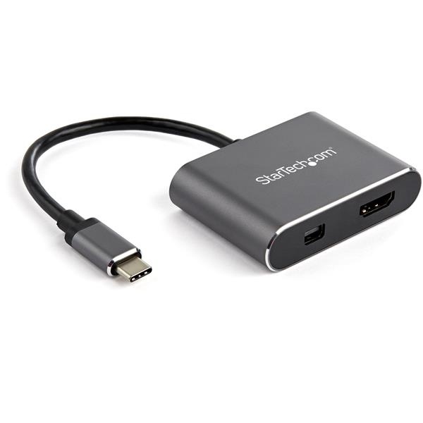StarTech.com Adaptador USB C Macho - HDMI/Mini DisplayPort Hembra, Negro/Gris