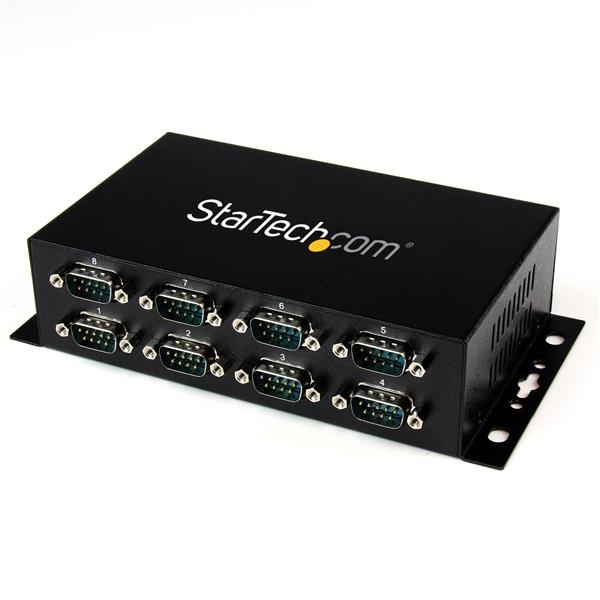StarTech.com Hub Adaptador USB 2.0 a 8 Puertos Seriales para Montaje en Pared Riel DIN