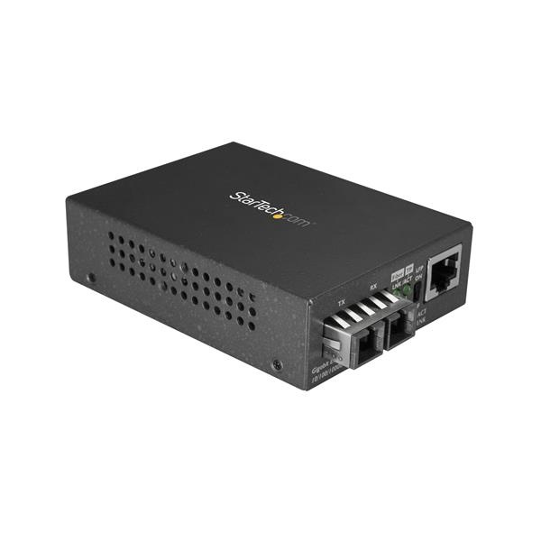 StarTech.com Convertidor de Medios Gigabit Ethernet RJ45 a Fibra Óptica SC Monomodo, 10km