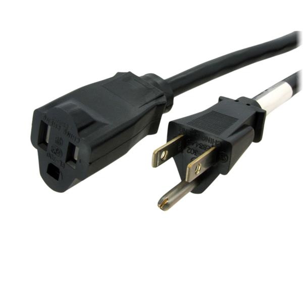 StarTech.com Cable de Poder NEMA 5-15P Macho - NEMA 5-15R Hembra, 90cm, Negro