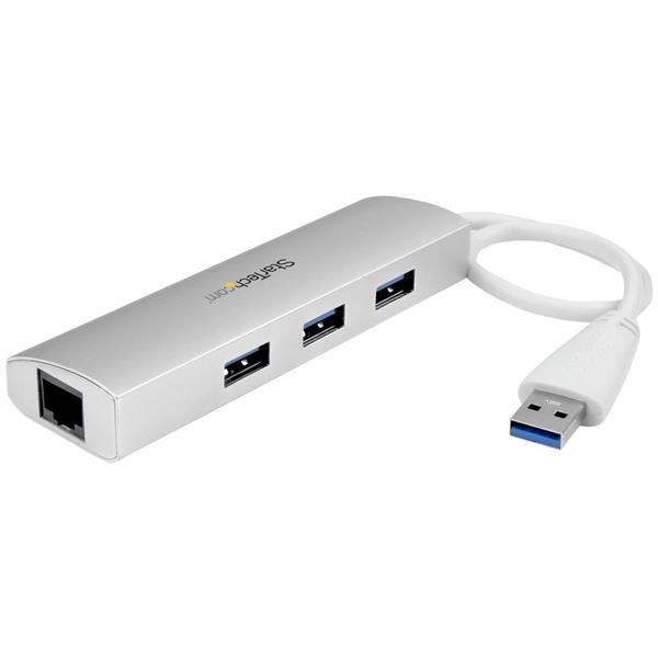 StarTech.com Hub Concentrador de 3 Puertos USB A 3.0 con Adaptador de Red Ethernet Gigabit