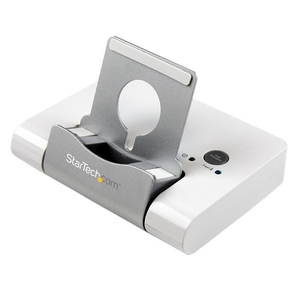 StarTech.com Concentrador USB 3.0 de 3 Puertos, Hub con Puerto de Carga Rápida (2.1A) y Base para Laptops/Tablets, Blanco