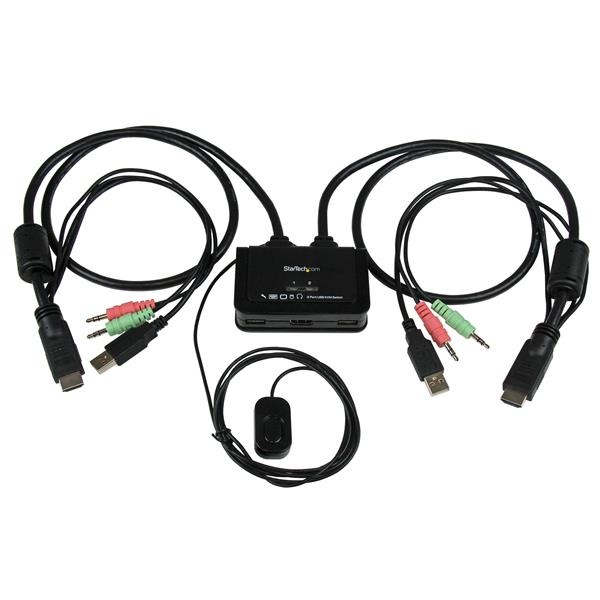 StarTech.com Switch KVM de 2 Puertos HDMI USB Audio con Cables Integrados