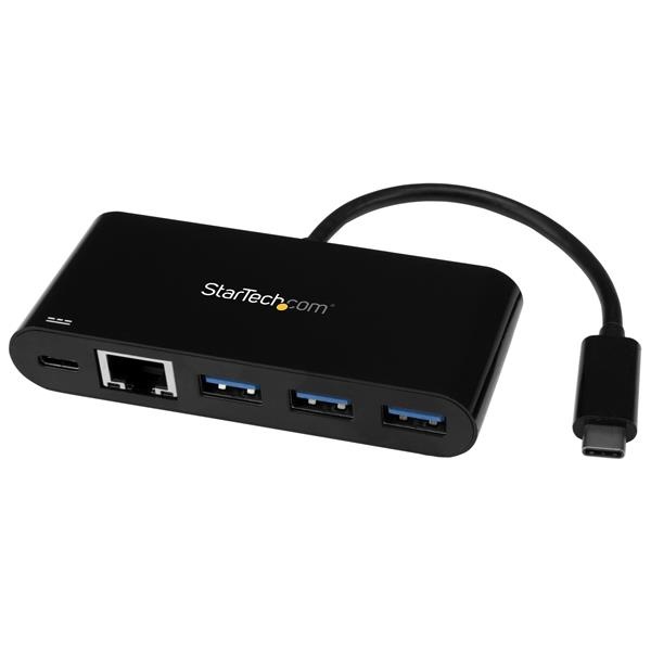 StarTech.com Hub USB C 3.0 Macho - 3x USB A 3.0/ 1x RJ-45, 5000 Mbit/s, Negro
