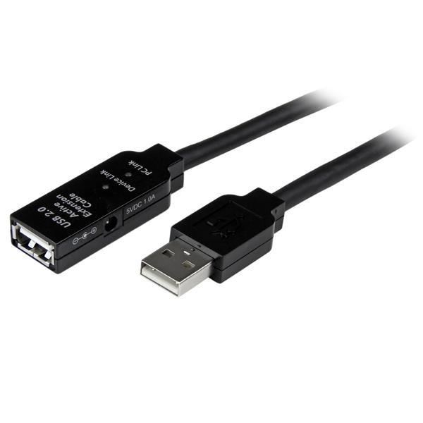 StarTech.com Cable USB 2.0 de Extensión Alargador Activo, USB A Macho - USB A Hembra, 15 Metros, Negro