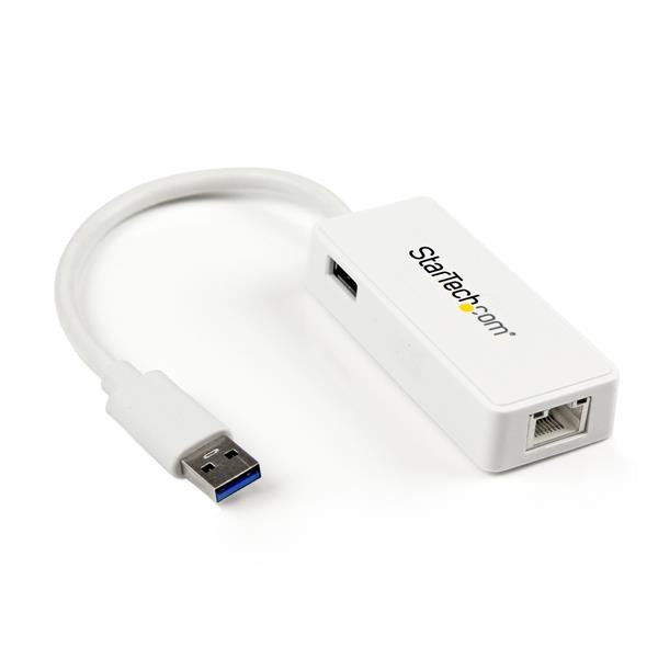 StarTech.com Tarjeta Ethernet Externa USB 3.0 con Hub, Alámbrico, 1x RJ-45, Blanco
