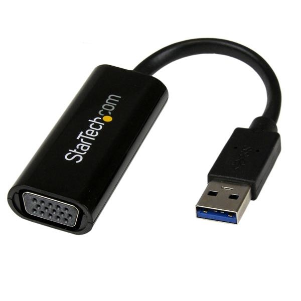 Startech.com Adaptador de Video Convertidor USB 3.0 Macho - VGA Hembra, 6cm, Negro
