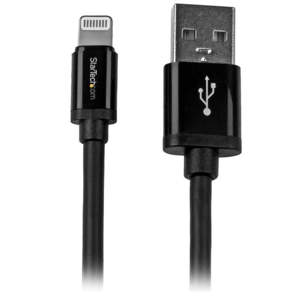StarTech.com Cable de Carga Certificado MFi Lightning Macho - USB A 2.0 Macho, 2 Metros, Negro, para iPod/iPhone/iPad