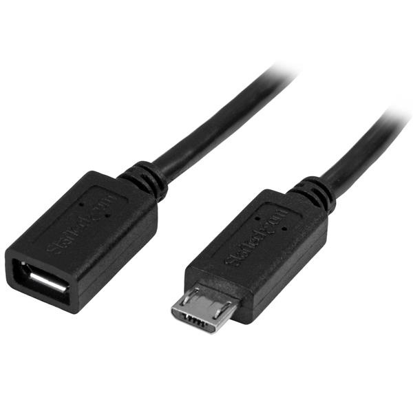 StarTech.com Cable Micro USB B Macho - Micro USB B Hembra, 50cm, Negro