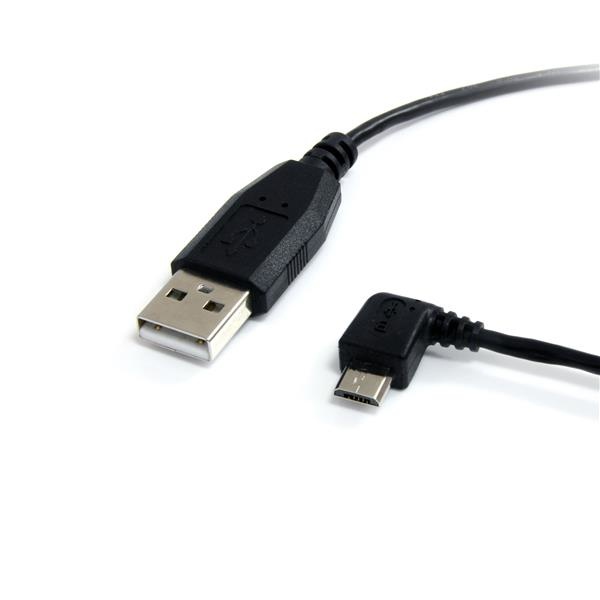 StarTech.com Cable USB 2.0, USB A Macho - Micro USB B Macho en Ángulo Izquierdo, 1.80 Metros, Negro