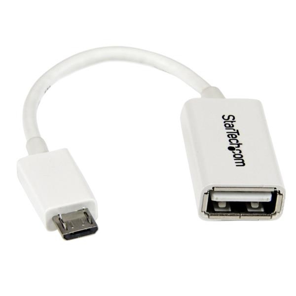 StarTech.com Cable Adaptador Micro USB Macho - USB OTG Hembra, 12cm, Blanco