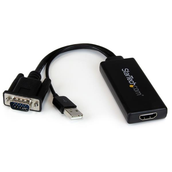 Startech.com Adaptador VGA/USB Macho - HDMI Hembra, 25cm, Negro