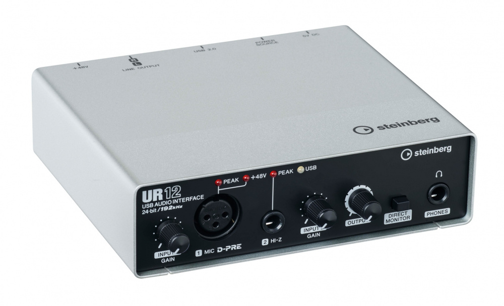 Steinberg Interfaz de Audio UR12, 24 bit, XLR/6.3mm/RCA, Metal