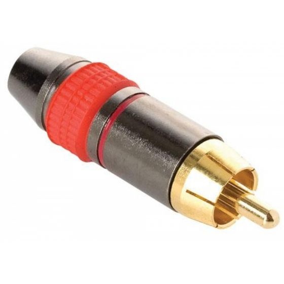 Steren Conector Refrozado RCA Macho, Negro/Rojo