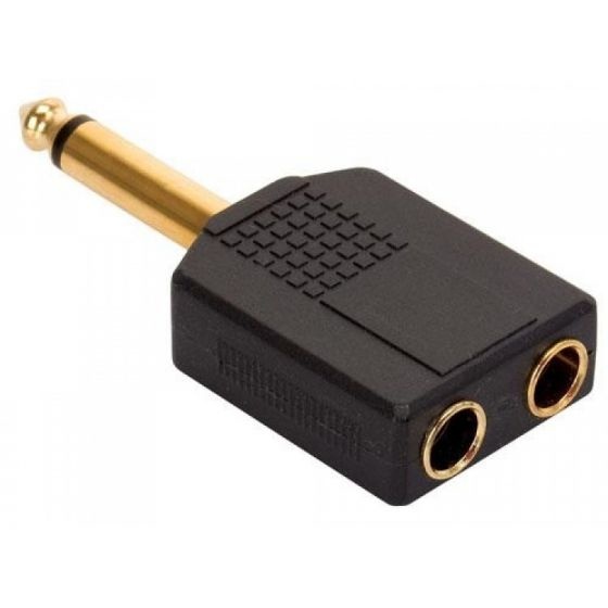 Steren Adaptador Elite 6.3mm Macho - 2x 6.3mm Hembra, Negro/Oro