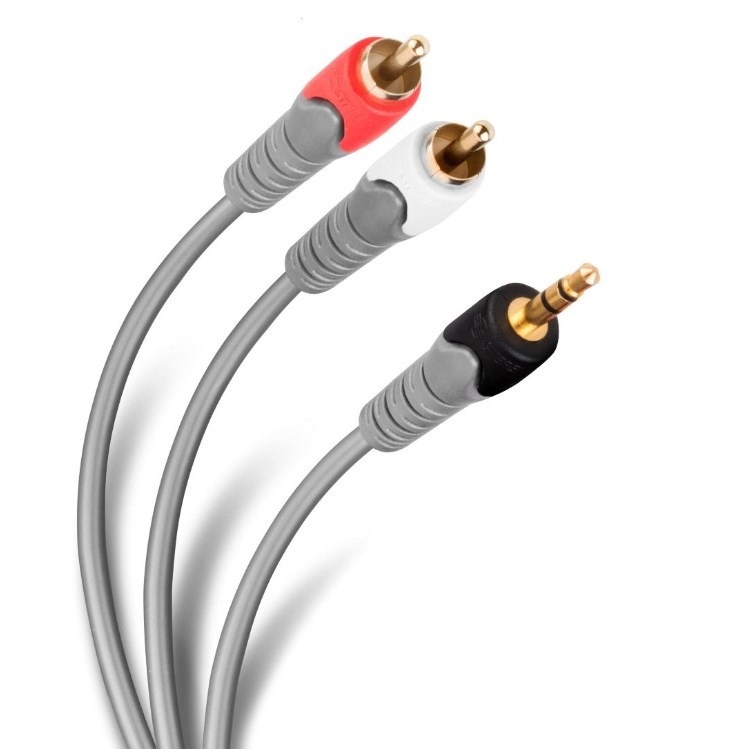 Steren Cable 2x RCA Macho 3.5mm Macho, 3.6 Metros, Gris 284050
