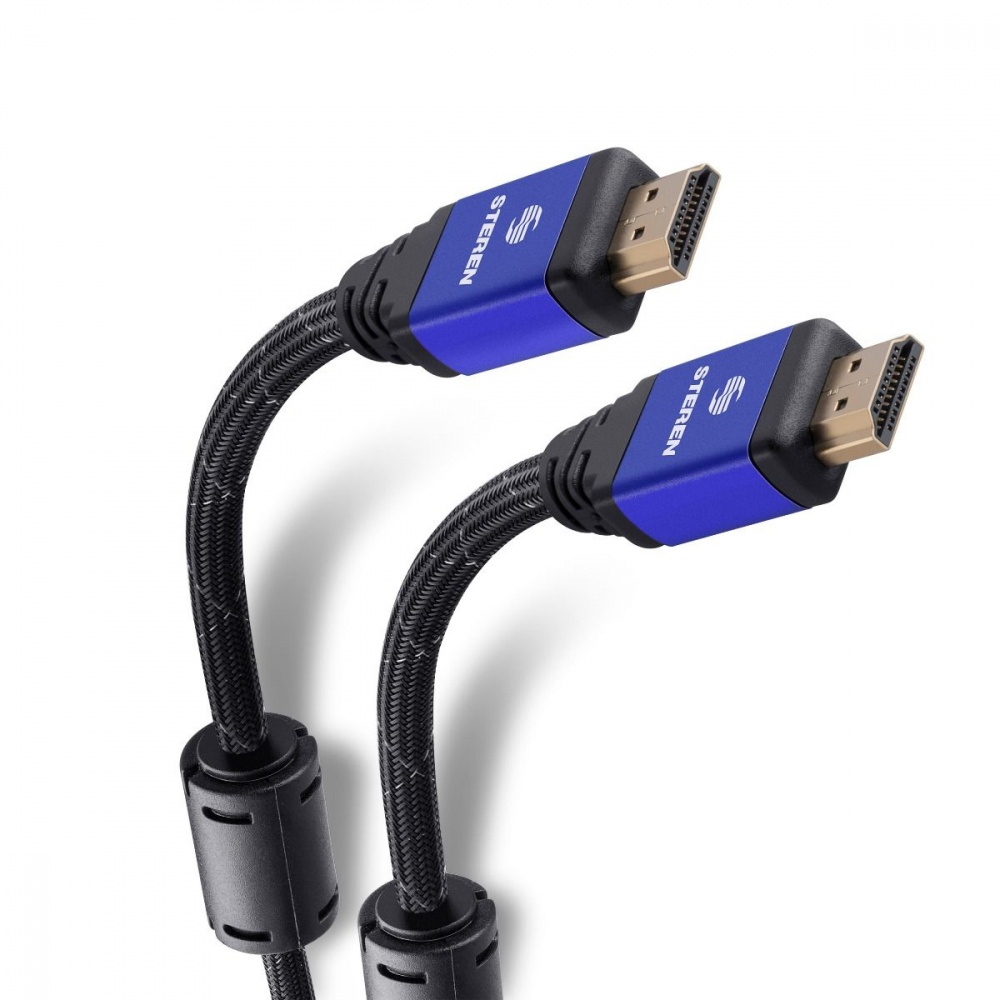 Steren Cable Elite con Filtros de Ferrita HDMI Macho - HDMI Macho, 4K, 90cm, Negro/Azul
