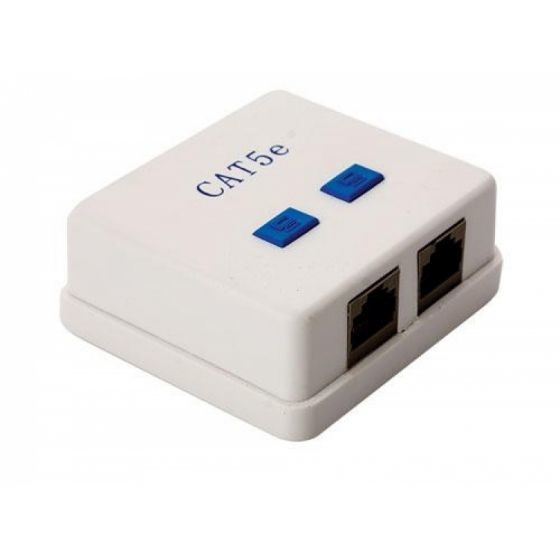Steren Caja de 2 Puertos Cat5e, RJ-45, Blanco/Azul