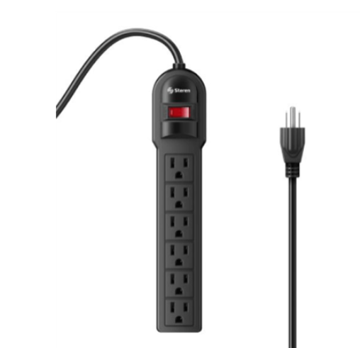 Steren Multicontacto 905-108, 6 Salidas, 125V, 15A