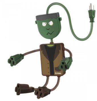 Steren Supresor de Picos Frankenstein de 4 Contactos, Marrón/Verde