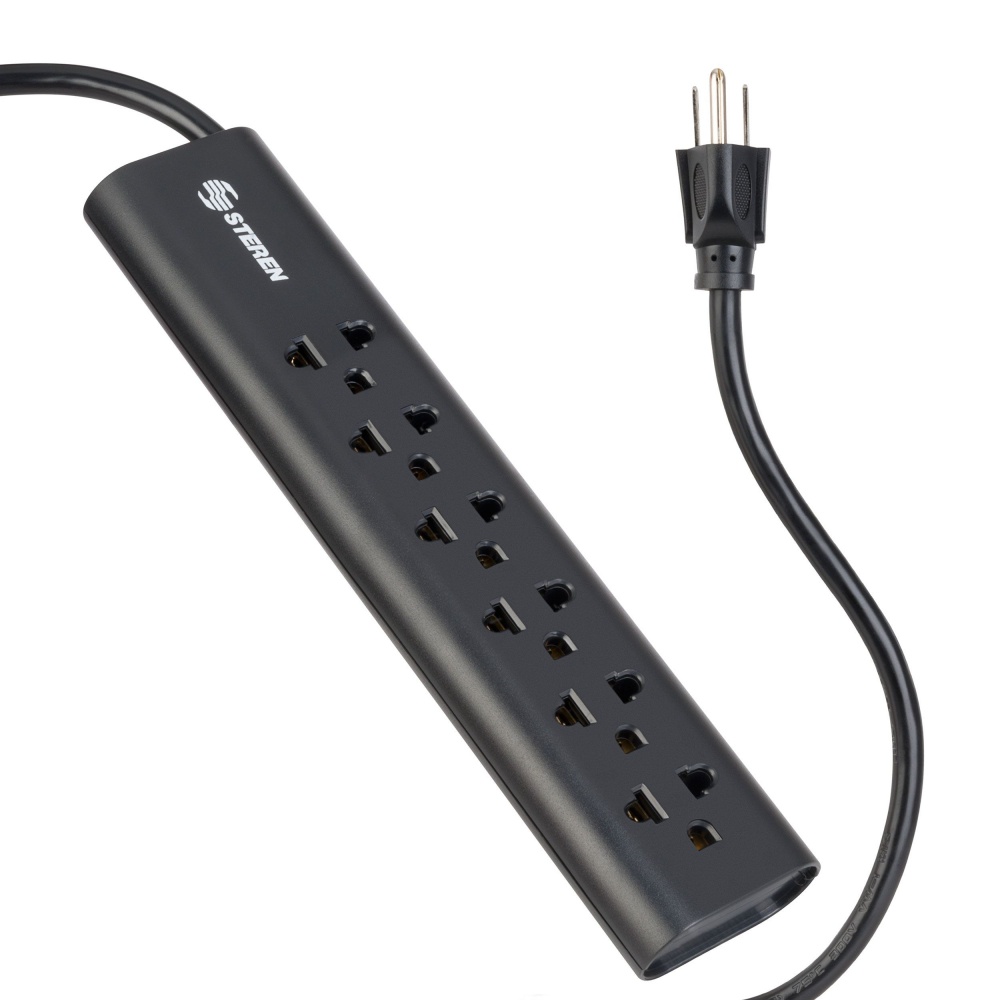 Steren Barra Multicontacto 905-210, 6 Salidas, 15A, 1.7 Metros, Negro