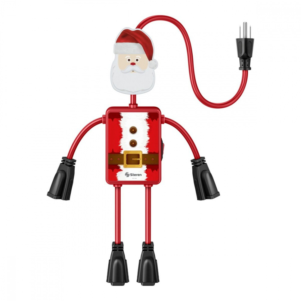 Steren Multicontactos Santa, 4 Salidas, 15A, 125V, Rojo