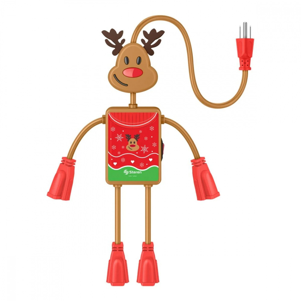 Steren Multicontactos Reno, 4 Salidas, 15A, 125V, Café