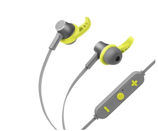Steren Audífonos Intrauriculares Deportivos con Micrófono AUD-7005, Bluetooth, Inalámbrico, Gris/Verde