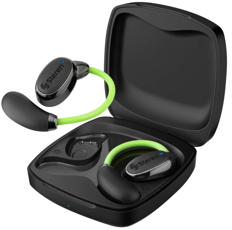 Steren Audífonos con Micrófono AUD-7150VE, Bluetooth, Inalámbrico, USB-C, Negro/Verde