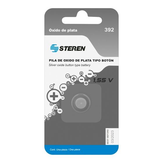 Steren Pila de Óxido de Plata Botón 392, 1.55V, 1 Pieza